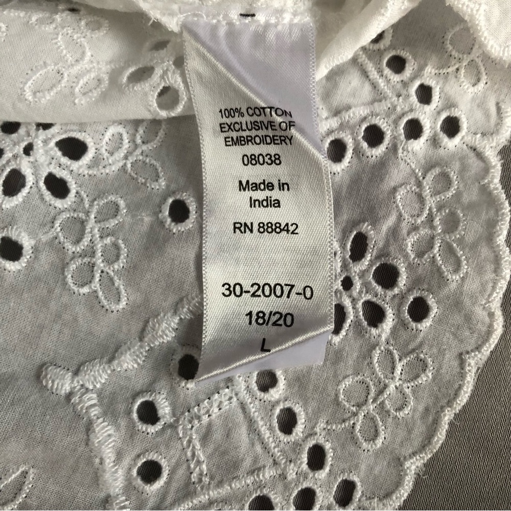 Woman Within White Eyelet Pintuck Tunic Women’s Plus size Large 18-20 Bohemian - Picture 7 of 9